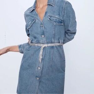 ZARA Denim Button-Up Dress EXCELLENT 5747